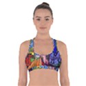 Beauty Stained Glass Castle Building Cross Back Sports Bra View1