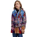 Beauty Stained Glass Castle Building Kids  Hooded Longline Puffer Jacket View3