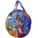 Beauty Stained Glass Castle Building Giant Round Zipper Tote View1