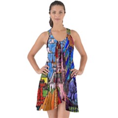 Beauty Stained Glass Castle Building Show Some Back Chiffon Dress by Cowasu