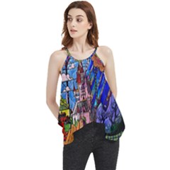 Beauty Stained Glass Castle Building Flowy Camisole Tank Top by Cowasu