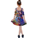 Beauty Stained Glass Castle Building Kids  Shoulder Cutout Chiffon Dress View2