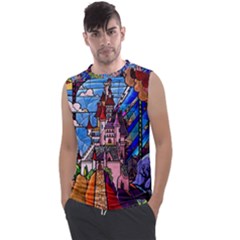 Beauty Stained Glass Castle Building Men s Regular Tank Top by Cowasu