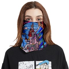 Beauty Stained Glass Castle Building Face Covering Bandana (two Sides) by Cowasu