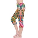 Pink Peacock Bird Pattern Texture Capri Leggings  View3