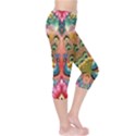 Pink Peacock Bird Pattern Texture Capri Leggings  View4