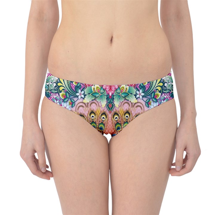 Pink Peacock Bird Pattern Texture Hipster Bikini Bottoms