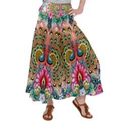 Pink Peacock Bird Pattern Texture Women s Satin Palazzo Pants by Cowasu