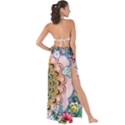 Pink Peacock Bird Pattern Texture Maxi Chiffon Tie-Up Sarong View2