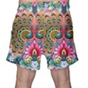 Pink Peacock Bird Pattern Texture Men s Shorts View2