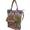 Pink Peacock Bird Pattern Texture Shoulder Tote Bag View1