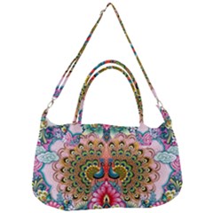 Pink Peacock Bird Pattern Texture Removable Strap Handbag by Cowasu