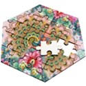 Pink Peacock Bird Pattern Texture Wooden Puzzle Hexagon View2