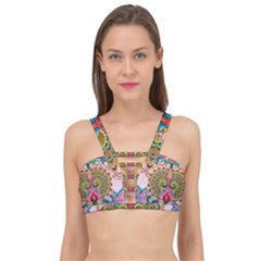 Pink Peacock Bird Pattern Texture Cage Up Bikini Top by Cowasu