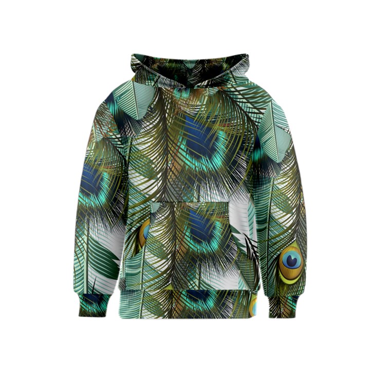 Peacock Feathers Feather Blue Green Kids  Pullover Hoodie