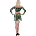 Peacock Feathers Feather Blue Green Off Shoulder Top with Mini Skirt Set View2