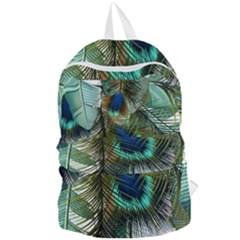 Peacock Feathers Feather Blue Green Foldable Lightweight Backpack by Cowasu