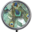 Peacock Feathers Feather Blue Green Mini Round Pill Box View1