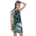 Peacock Feathers Feather Blue Green Racer Back Hoodie Dress View1