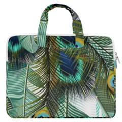 Peacock Feathers Feather Blue Green Macbook Pro 16  Double Pocket Laptop Bag  by Cowasu