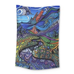 Psychedelic Landscape Small Tapestry by Cowasu