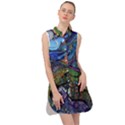 Psychedelic Landscape Sleeveless Shirt Dress View1