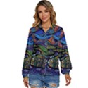 Psychedelic Landscape Women s Long Sleeve Button Up Shirt View1