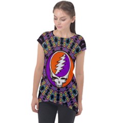 Gratefuldead Grateful Dead Pattern Cap Sleeve High Low Top by Cowasu