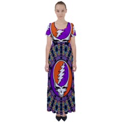 Gratefuldead Grateful Dead Pattern High Waist Short Sleeve Maxi Dress by Cowasu