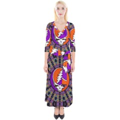 Gratefuldead Grateful Dead Pattern Quarter Sleeve Wrap Maxi Dress by Cowasu