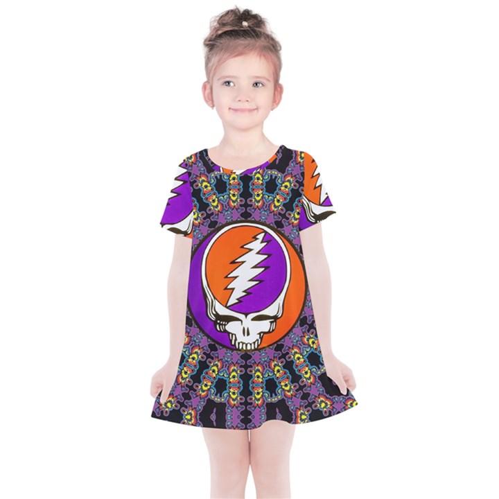 Gratefuldead Grateful Dead Pattern Kids  Simple Cotton Dress