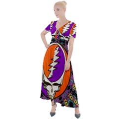 Gratefuldead Grateful Dead Pattern Button Up Short Sleeve Maxi Dress by Cowasu