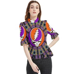 Gratefuldead Grateful Dead Pattern Frill Neck Blouse