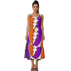 Gratefuldead Grateful Dead Pattern Square Neckline Tiered Midi Dress by Cowasu