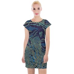 Dark Psychedelic Cap Sleeve Bodycon Dress by Cowasu