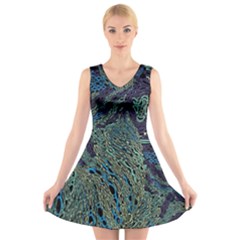 Dark Psychedelic V-neck Sleeveless Dress by Cowasu