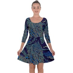 Dark Psychedelic Quarter Sleeve Skater Dress by Cowasu