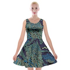 Dark Psychedelic Velvet Skater Dress by Cowasu