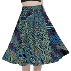 Dark Psychedelic A-line Full Circle Midi Skirt With Pocket