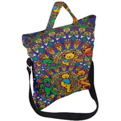 Grateful Dead Pattern Fold Over Handle Tote Bag by Cowasu