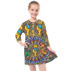 Grateful Dead Pattern Kids  Quarter Sleeve Shirt Dress by Cowasu