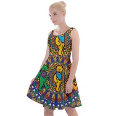 Grateful Dead Pattern Knee Length Skater Dress by Cowasu