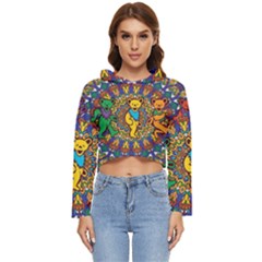 Grateful Dead Pattern Women s Lightweight Cropped Hoodie by Cowasu