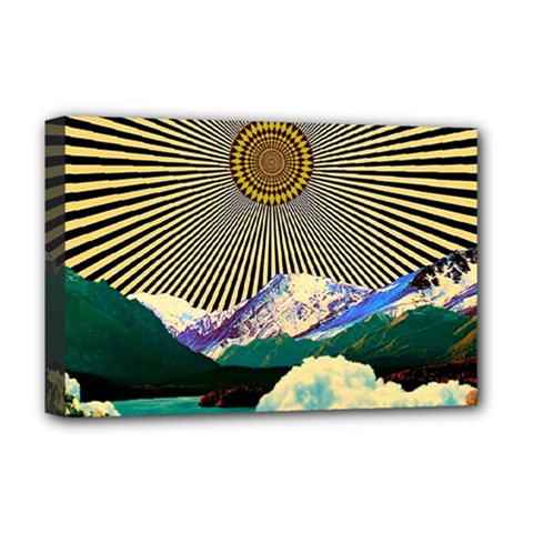 Surreal Art Psychadelic Mountain Deluxe Canvas 18  X 12  (stretched) by Cowasu