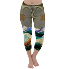 Surreal Art Psychadelic Mountain Capri Winter Leggings  by Cowasu