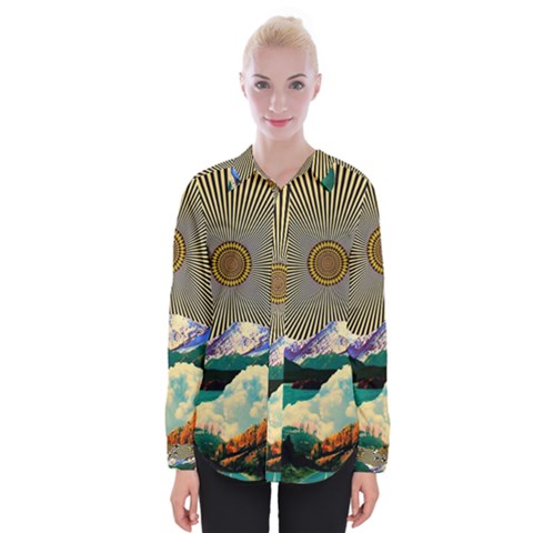 Surreal Art Psychadelic Mountain Womens Long Sleeve Shirt by Cowasu