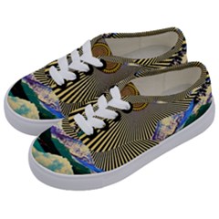 Surreal Art Psychadelic Mountain Kids  Classic Low Top Sneakers by Cowasu