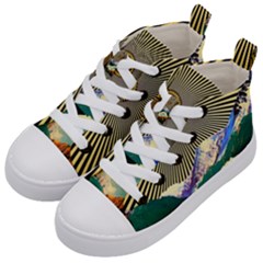 Surreal Art Psychadelic Mountain Kids  Mid-top Canvas Sneakers by Cowasu