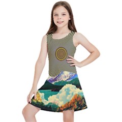 Surreal Art Psychadelic Mountain Kids  Lightweight Sleeveless Dress by Cowasu