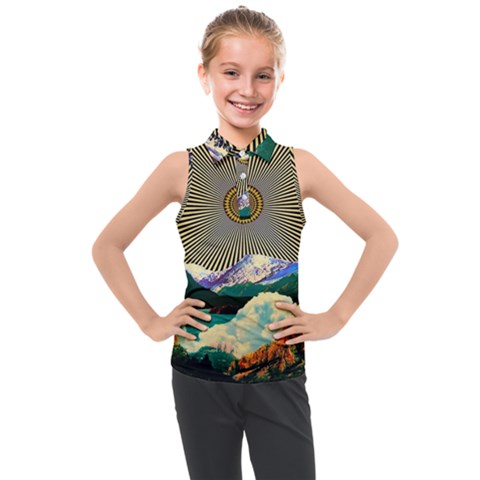 Surreal Art Psychadelic Mountain Kids  Sleeveless Polo Tee by Cowasu